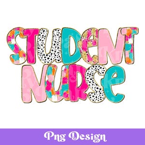Estudante de Enfermagem Png, Médico, Desenhos de Sublimação, DTF Colorido, Brilhante, Ocupação, Pontos Dálmatas, Glitter Dourado, Padrão Pontilhado