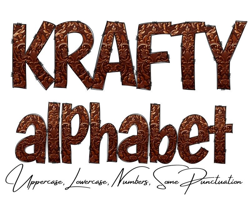 Tooled Leather Letters Western Doodle Alphabet Clipart - Etsy