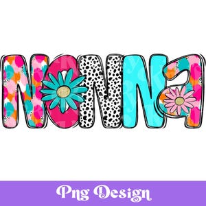 Diseño PNG de sublimación de Preppy Nonna, letras de garabatos brillantes, camiseta del Día de la Madre, vida de mamá, DTF, transferencia de serigrafía, POD