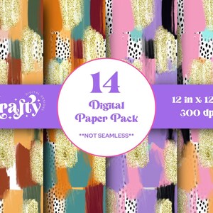 Gold Glitter Brush Stroke Background: Fall Colors Digital Paper (Instant Download)