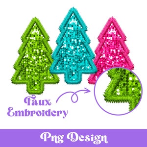 Árvore de Natal com bordado falso Png, Desenhos de sublimação, Clipart de Natal, Lantejoulas falsas, Feriado Png, Costura