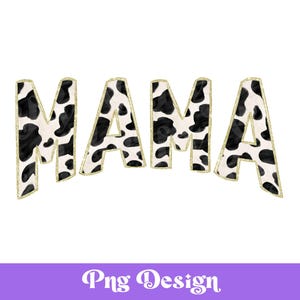 Diseño PNG de sublimación con estampado de vaca mamá, letras garabatas, camiseta del Día de la Madre, vida de mamá occidental, DTF, transferencia de serigrafía, POD