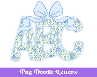 Floral Doodle Alphabet Clipart: Watercolor Letter Set (Digital File)