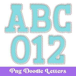 Pearl Alpha-set, doodle alfabet clipart, sublimatie brief set, handgetekende, digitaal alfabet, preppy, Grandmillennial, vrouwelijk, schattig