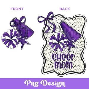 Geruite Cheer Mom PNG, shirtontwerp, POD, handgetekend, wedstrijddag, flirtstrik, bliksemschicht, sterren, megafoon, pompom, golvend frame