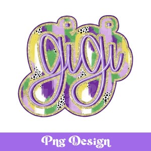 Gigi png, Designs Par Sublimation, DTF, Paillettes Dorées, Conception De Chemise, Points Dalmatien, Coup De Pinceau Désordre, Mardi Gras