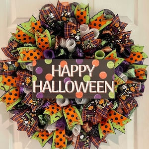 Happy Halloween Wreath, Halloween Wreath, Boo Wreath, Halloween Front Door Wreath, Fall Wreath, Deco Mesh Wreath, Scary Wreath