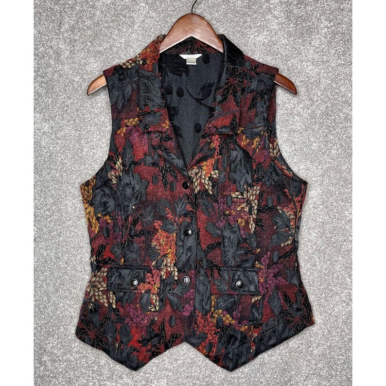 Vintage Tapestry Vest Christopher & Banks Vest Womens Large Etsy