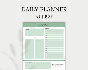 Daily Planner, Printable Hourly Schedule, Daily To-Do List | A4, PDF