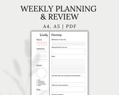 Weekly Overview Planner, Printable Week at a Glance, Plan & Review your Week | A4, A5, PDF