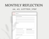 Monthly Reflection Printable, Monthly Review Planner Insert | A4, A5, Letter | PDF