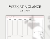 A4 Weekly Planner, Printable Week at a Glance, Weekly Organizer | PDF