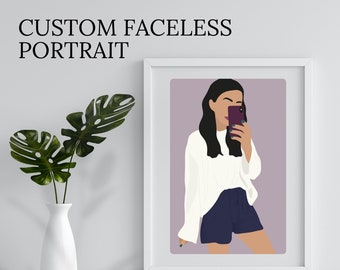 Custom Faceless Portrait, Faceless Portrait Print, Custom Portrait, Faceless Digital Portrait, That Girl Illustration