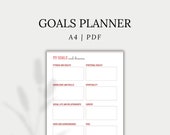 Goal and Dreams Planner, Printable Minimalist Goals Worksheet, Goals Template | A4, PDF