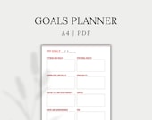 Goal and Dreams Planner, Printable Minimalist Goals Worksheet, Goals Template | A4, PDF