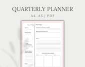 Quarterly Review & Plan, Quarterly Planner, 3 month check-in, 90-Day Goal Planner | A4, A5 | PDF