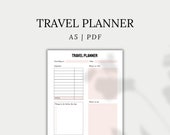 Travel Planner Kit, Printable Trip Planner, Packing Checklist, Vacation Planner | A5, PDF