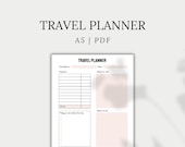 Travel Planner Kit, Printable Trip Planner, Packing Checklist, Vacation Planner | A5, PDF