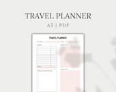 Travel Planner Kit, Printable Trip Planner, Packing Checklist, Vacation Planner | A5, PDF