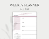Weekly Planner, Printable & Undated Weekly Schedule, Week To-Do List | A4, PDF, 3 colors