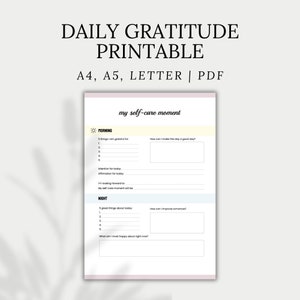 Gratitud y Reflexión Diaria Imprimible, Registro Diario, Diario de Gratitud / PDF / A4, A5, Carta