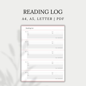 Livres à lire, carnet de lecture imprimable, liste de lecture, journal de livres, agenda de livres, critiques de livres, suivi de livre | A4, A5, Lettre, PDF