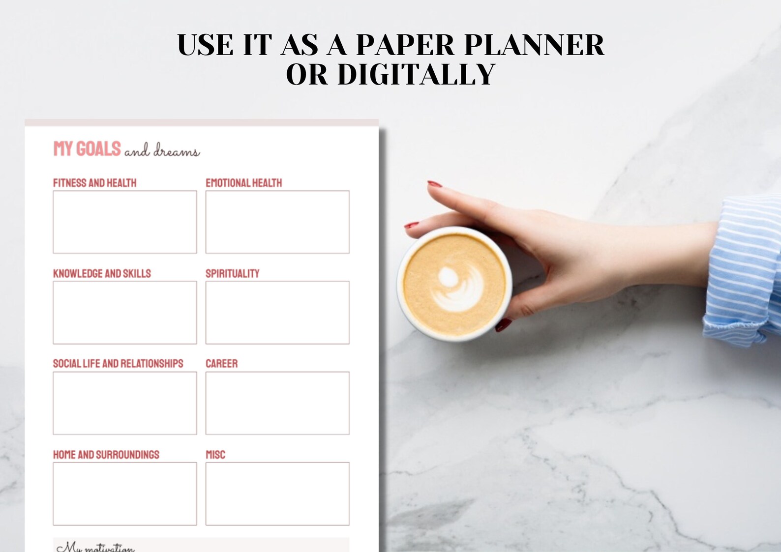 Goal and Dreams Planner Printable Minimalist Goals Worksheet Etsy