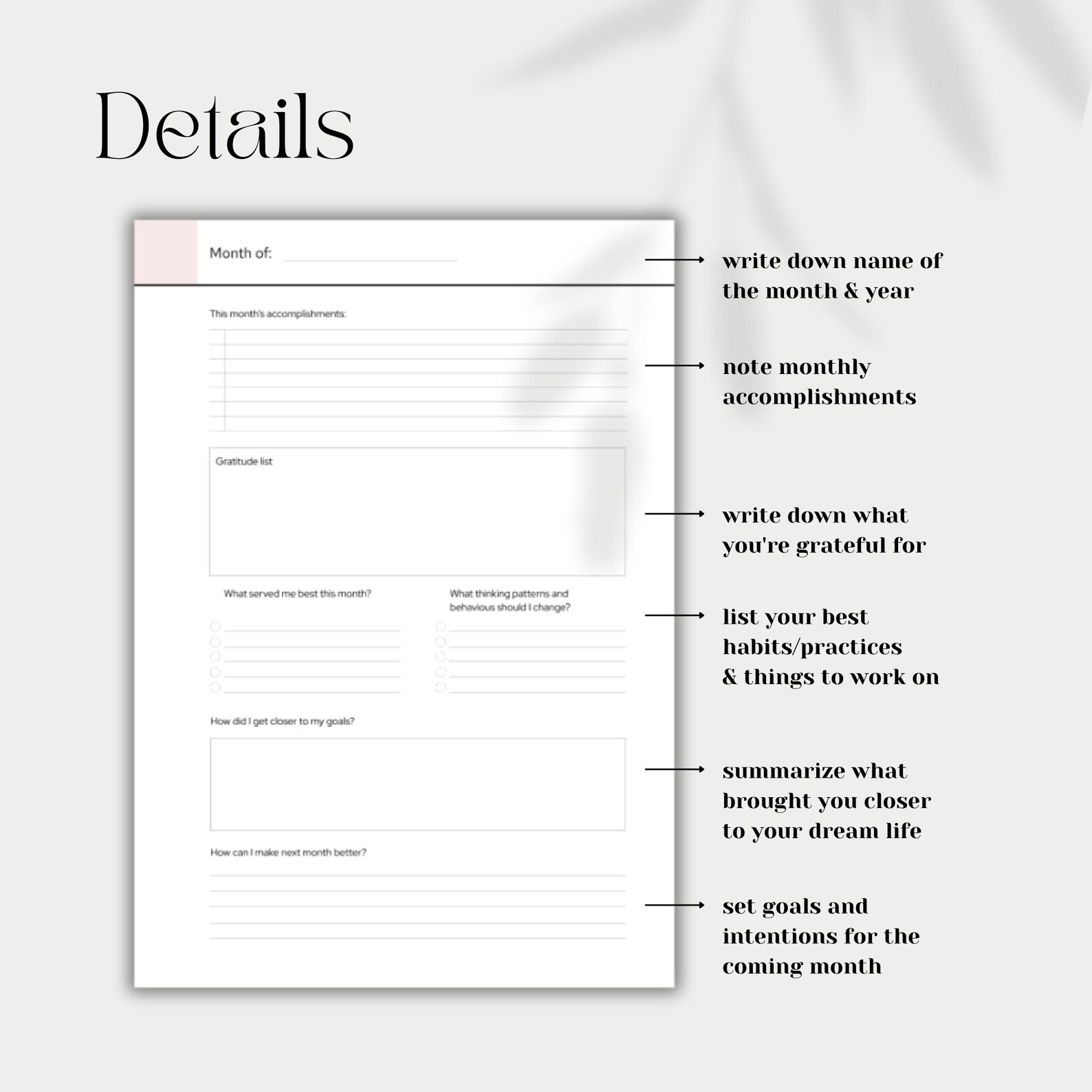 Monthly Reflection Printable, Monthly Review Planner Insert A4, A5 ...