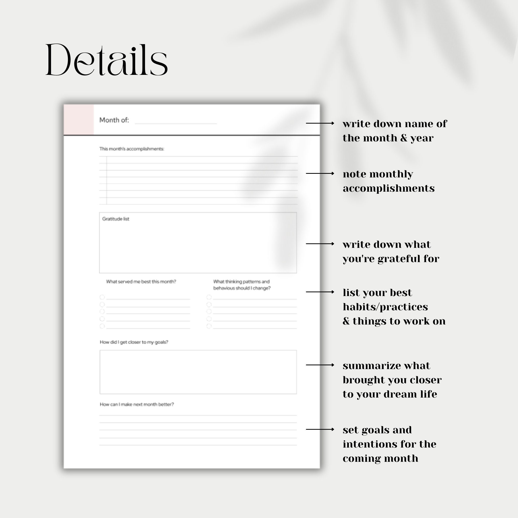 Monthly Reflection Printable, Monthly Review Planner Insert | A4, A5 ...