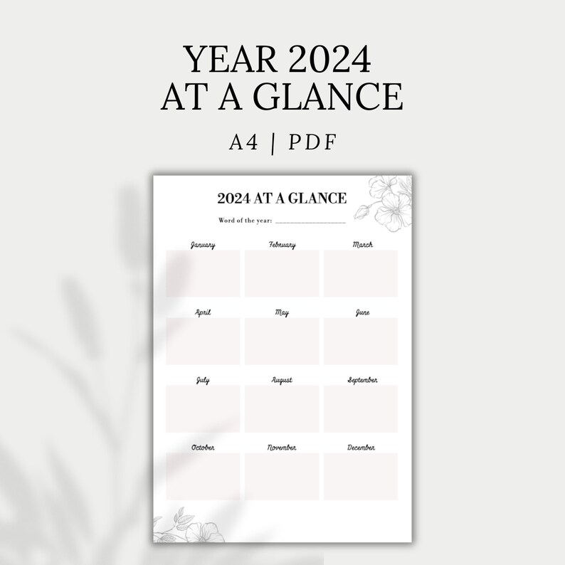 2024 Yearly Planner, Year at a Glance, 2024 Overview, Important Dates