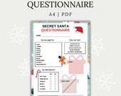 Secret Santa Questionnaire, Fillable Form, Exchanging Holiday Gifts, Questions for Christmas Gift Giving | A4 | Fillable PDF