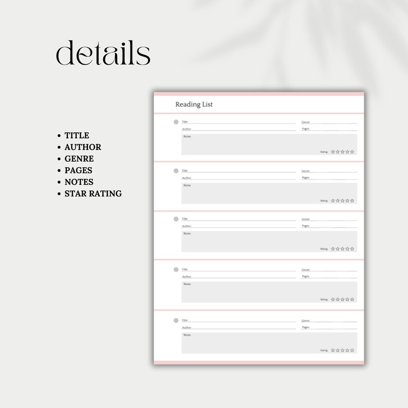 Books to Read, Printable Reading Log, Reading List, Book Journal, Book Planner, Book Reviews, Book Tracker A4, A5, Letter, PDF image 2
