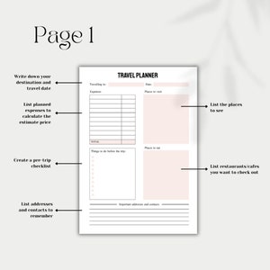 Travel Planner Kit, Printable Trip Planner, Packing Checklist, Vacation Planner A5, PDF image 4