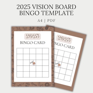 2025 Vision Board Bingo Card Template | Digital Printable Goal Setting Tracker | Manifestation Planning Worksheet