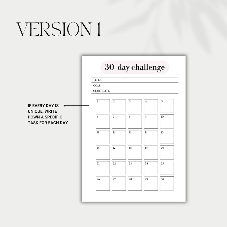 30-day Challenge Template, Printable Planner A4, A5, Letter PDF - Etsy