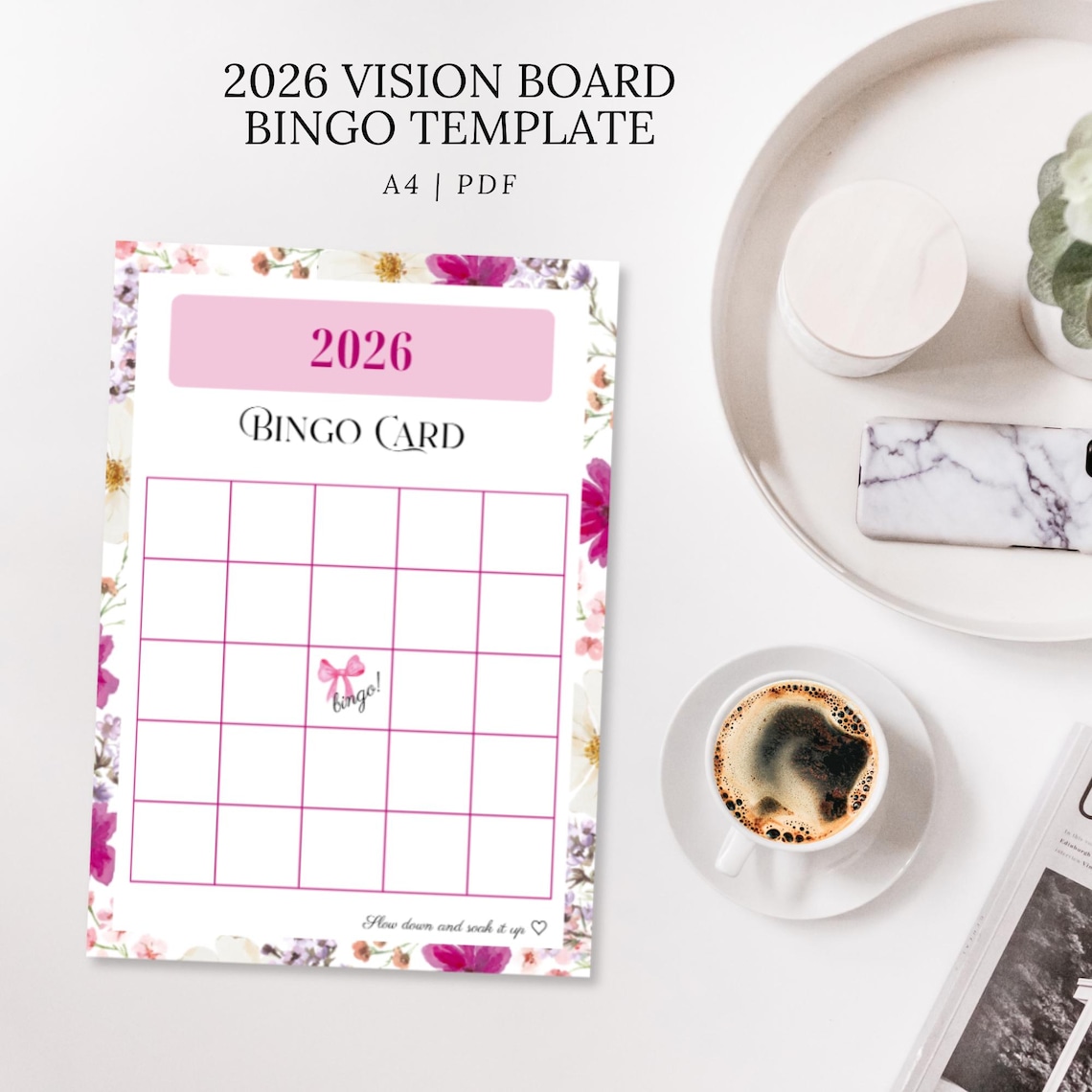 2026 Vision Board Bingo Card Template | Digital Printable Goal Setting ...
