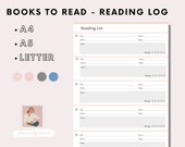 Books to Read, Printable Reading Log, Reading List, Book Journal, Book Planner, Book Reviews, Book Tracker | A4, A5, Letter, PDF