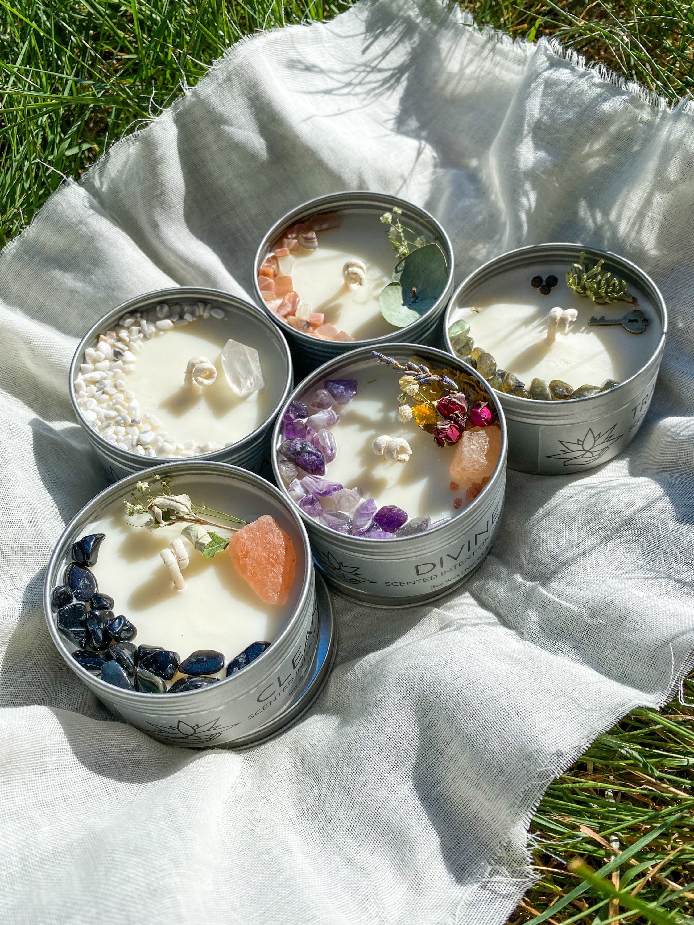 RITUAL Intention Candles Crystal Candles Herbal Candles Etsy