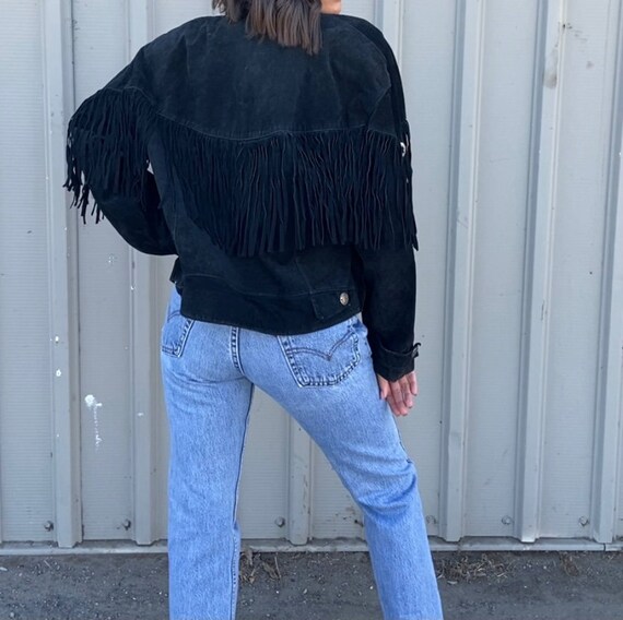 Vintage Black Suede Fringe Jacket
