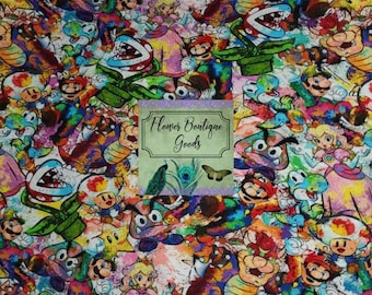 Luigi/ Mario/ Princess Peach/Yoshi/ white/ tumbler/ mask/ fabric cuts/9"×14"/ cotton spandex