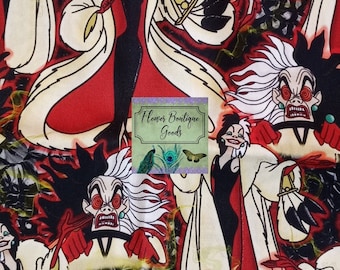 100% Cotton Woven/ Cruella/ 101 Dalmatians/ Tumbler/ Mask/ 9"×14"