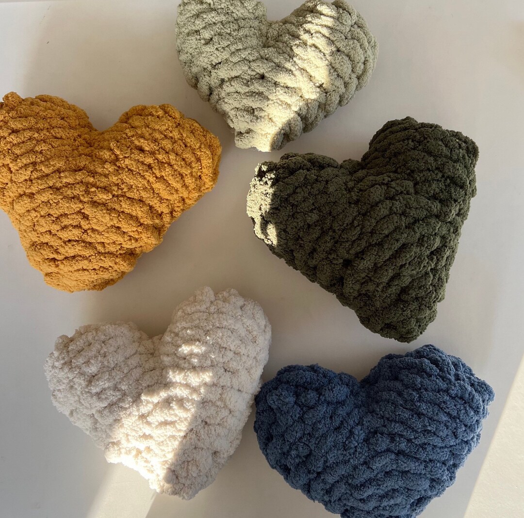 Heart Shaped Pillow Handmade, Mini, Accent, Heart Pillow Chunky Knit