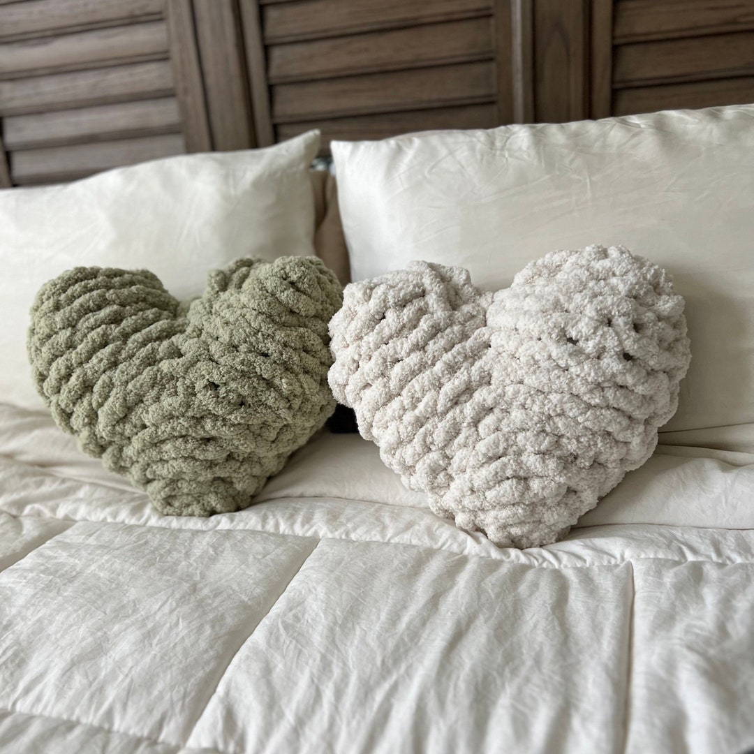 Heart Shaped Pillow Handmade, Mini, Accent, Heart Pillow Chunky Knit