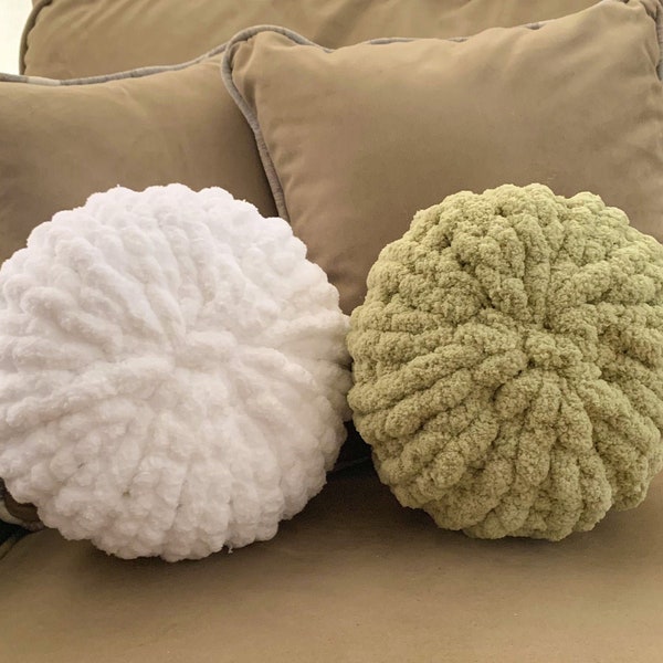 Chunky knit Decorative Pillow | Handmade, Soft, Round, Couch Throw Pillow | Home Decor