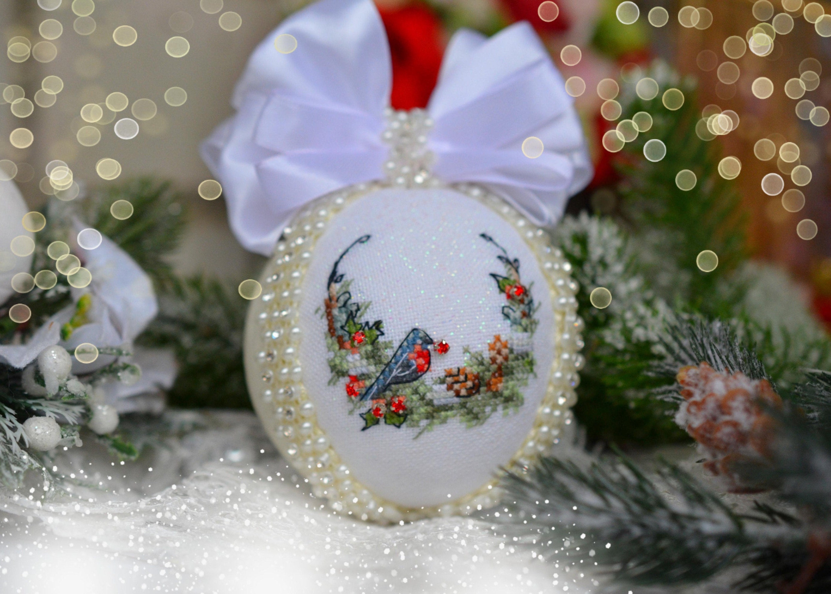 Velvet christmas Embroidered ornaments Handmade balls Etsy