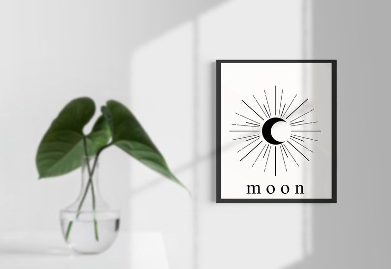 Crescent Moon Art Print Abstract Moon Wall Art Minimal Modern | Etsy