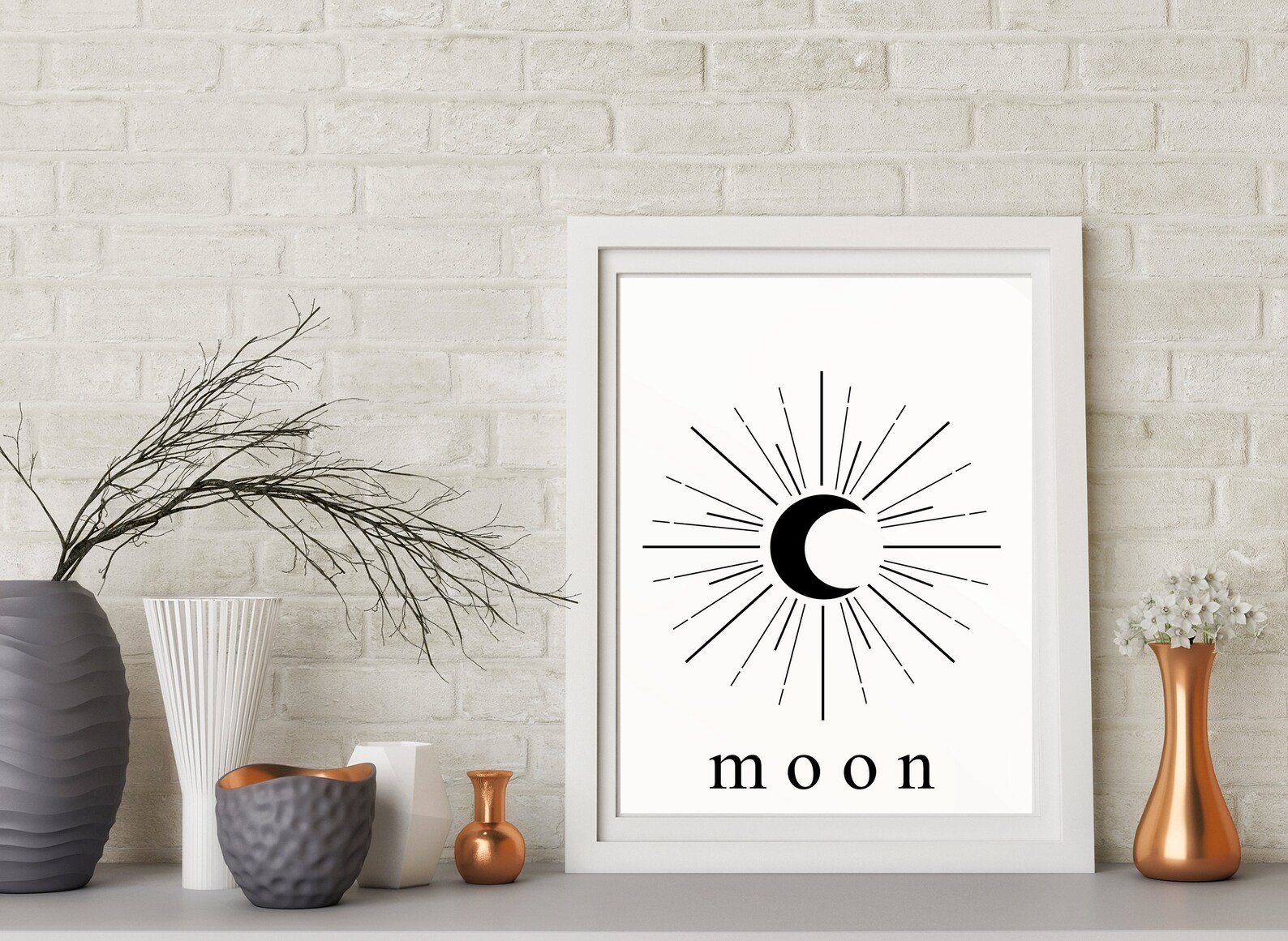 Crescent Moon Art Print Abstract Moon Wall Art Minimal Modern | Etsy