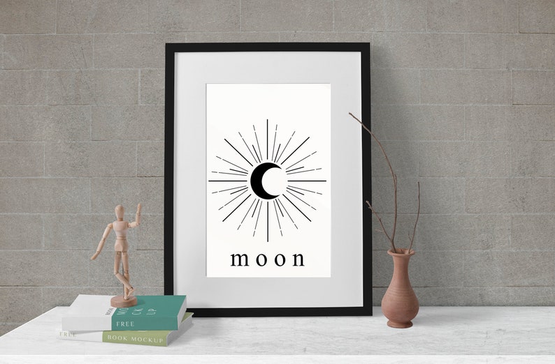 Crescent Moon Art Print Abstract Moon Wall Art Minimal Modern | Etsy