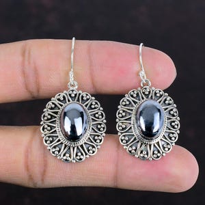 Shungite Earring Natural Gemstone Earrings 925 Sterling Silver Earring Designer Jewelry Handmade Earrings Vintage Drop Earring Gifts For Her