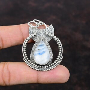 Blue Scheelite Pear Pendant: Handmade 925 Sterling Silver Bridal Jewelry